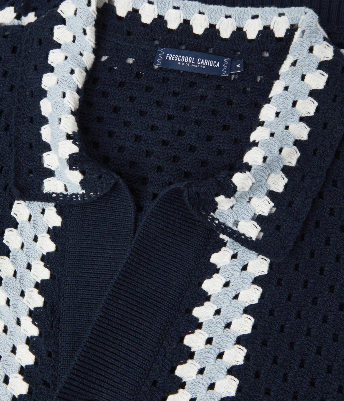 Pinto Short Sleeve Crochet Cardigan in Navy
