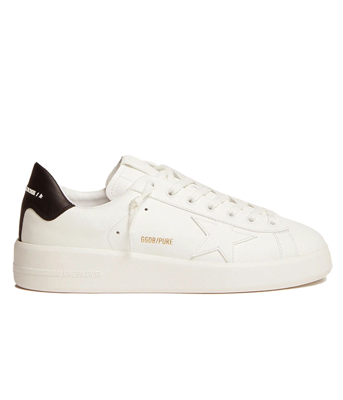 Pure Star Leather Upper Sneaker in White & Black