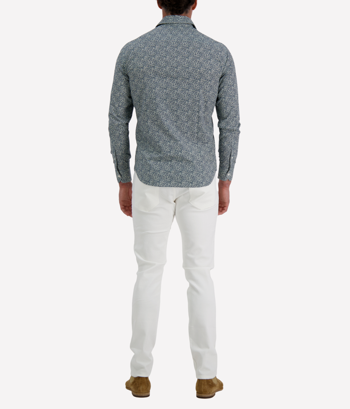 Men’s Osvaldo Trucchi navy paisley print shirt in cotton with regular fit and long sleeves.