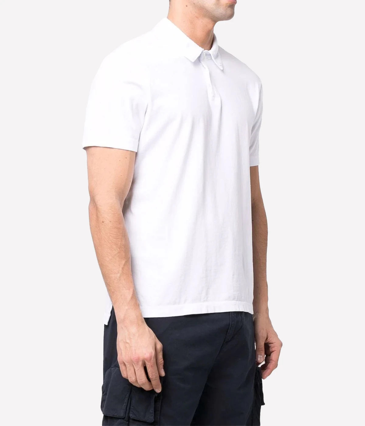 Sueded Jersey Polo in White