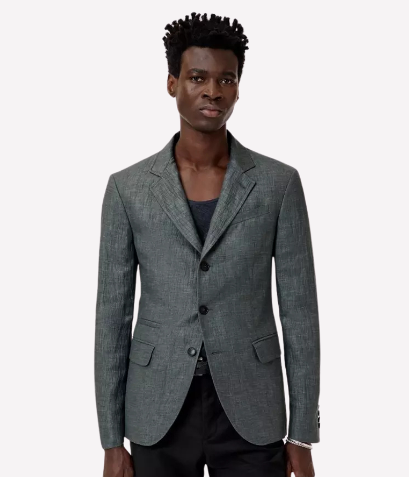 John Varvatos Rind Jacket in a slim fit with notch lapel, button closure, and crinkle-effect Italian fabric for a refined yet effortless look.