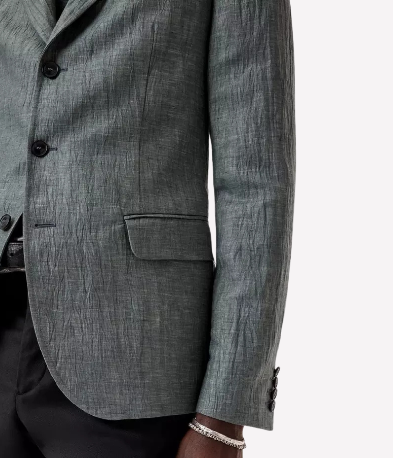 John Varvatos Rind Jacket in a slim fit with notch lapel, button closure, and crinkle-effect Italian fabric for a refined yet effortless look.