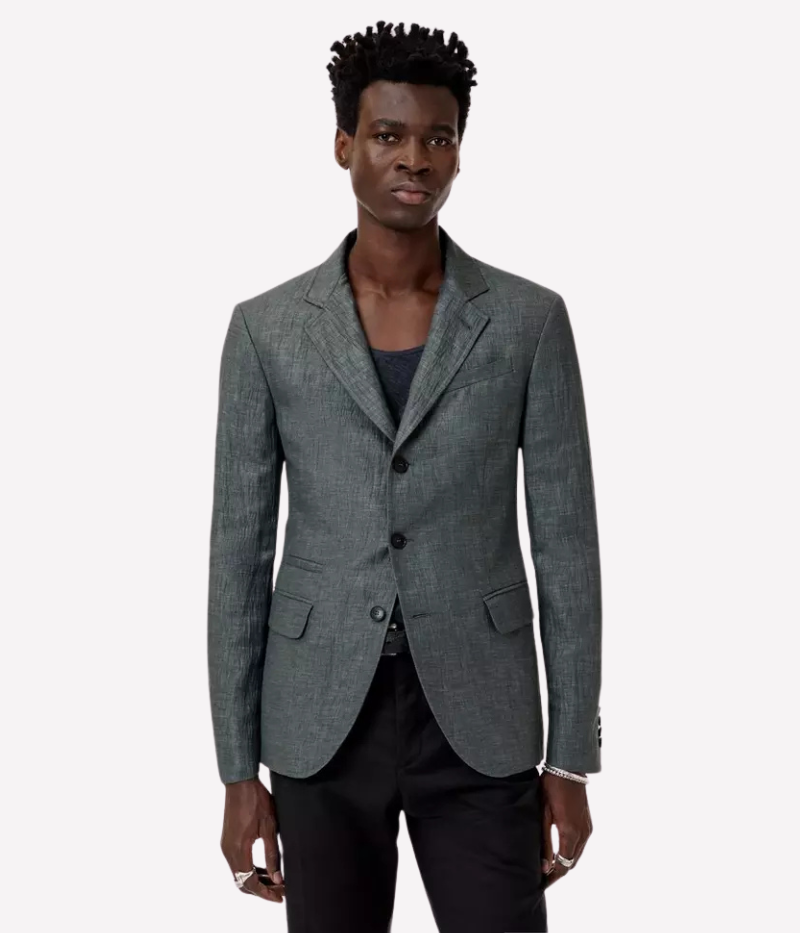 John Varvatos Rind Jacket in a slim fit with notch lapel, button closure, and crinkle-effect Italian fabric for a refined yet effortless look.