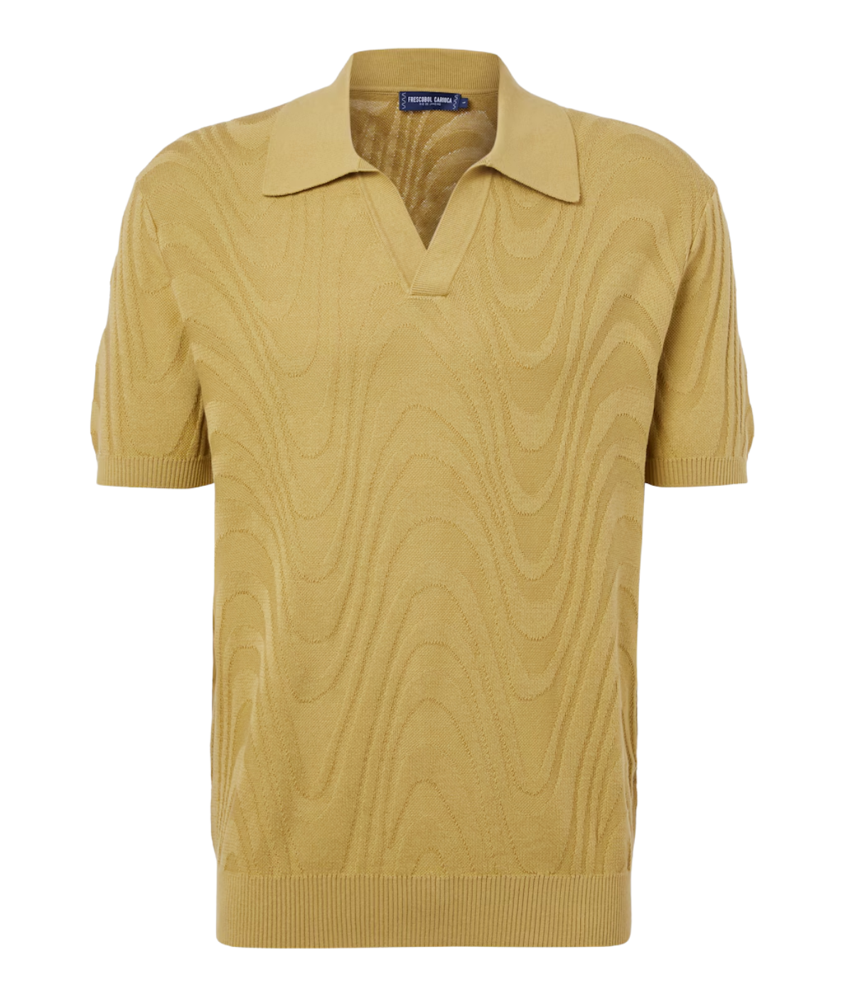 Rino Cotton Short Sleeve Jacquard Knit Polo in Willow Green