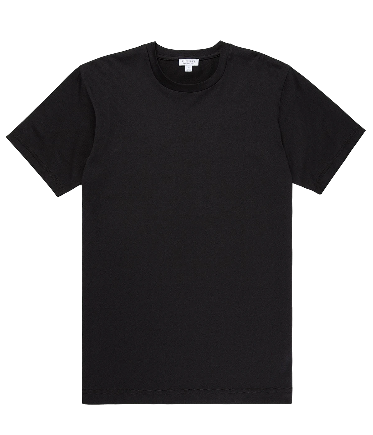 Front view of the Sunspel Riviera T-Shirt, originally designed for Daniel Craig in Casino Royale. Crafted from luxurious midweight cotton, the T-shirt features a classic crew neck and tailored fit, offering a smooth and durable feel perfect for transitional seasons.
