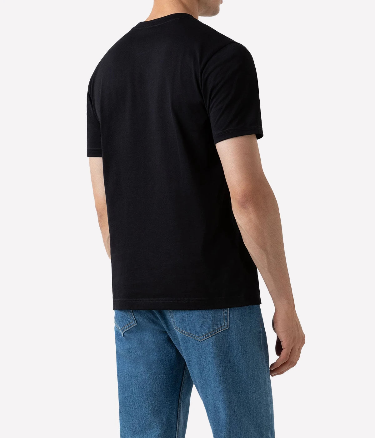 Back view of the Sunspel Riviera T-Shirt, showcasing its classic, minimal design. The midweight cotton construction offers both comfort and durability, making it ideal for year-round layering or standalone wear.