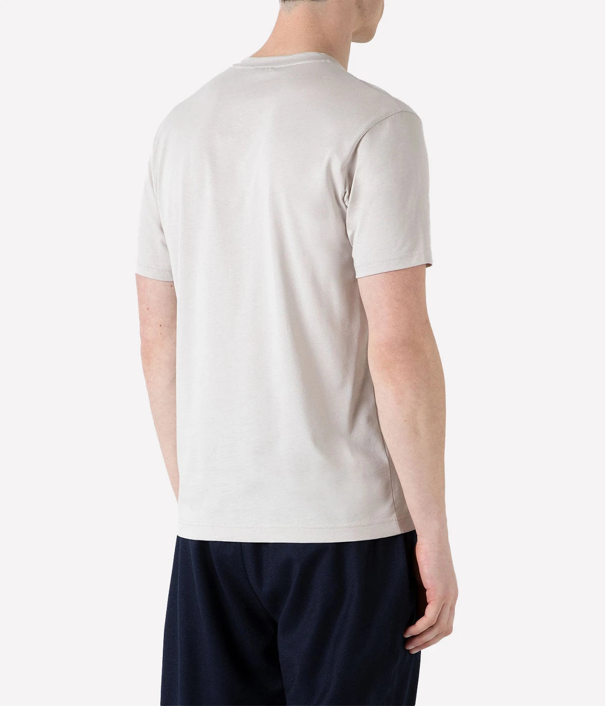 Back view of the Sunspel Riviera T-Shirt, showcasing its classic, minimal design. The midweight cotton construction offers both comfort and durability, making it ideal for year-round layering or standalone wear.