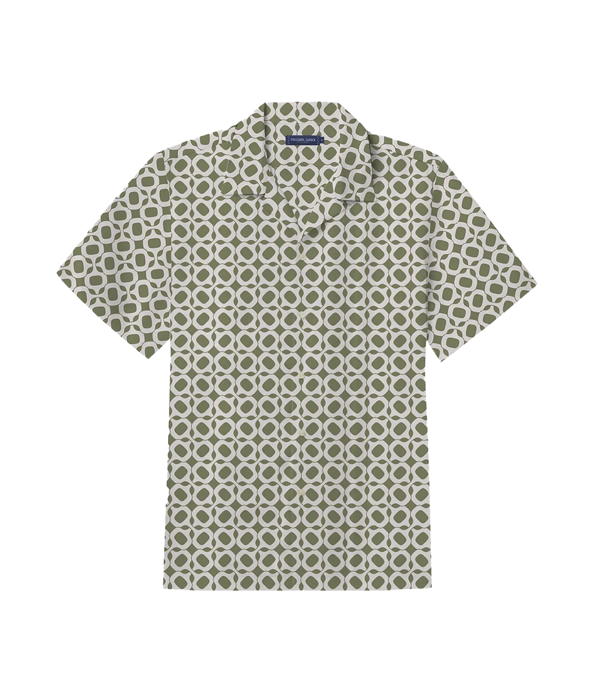 Roberto Ipanema Weave Print Short Sleeve Shirt in Jungle Green & Silver White