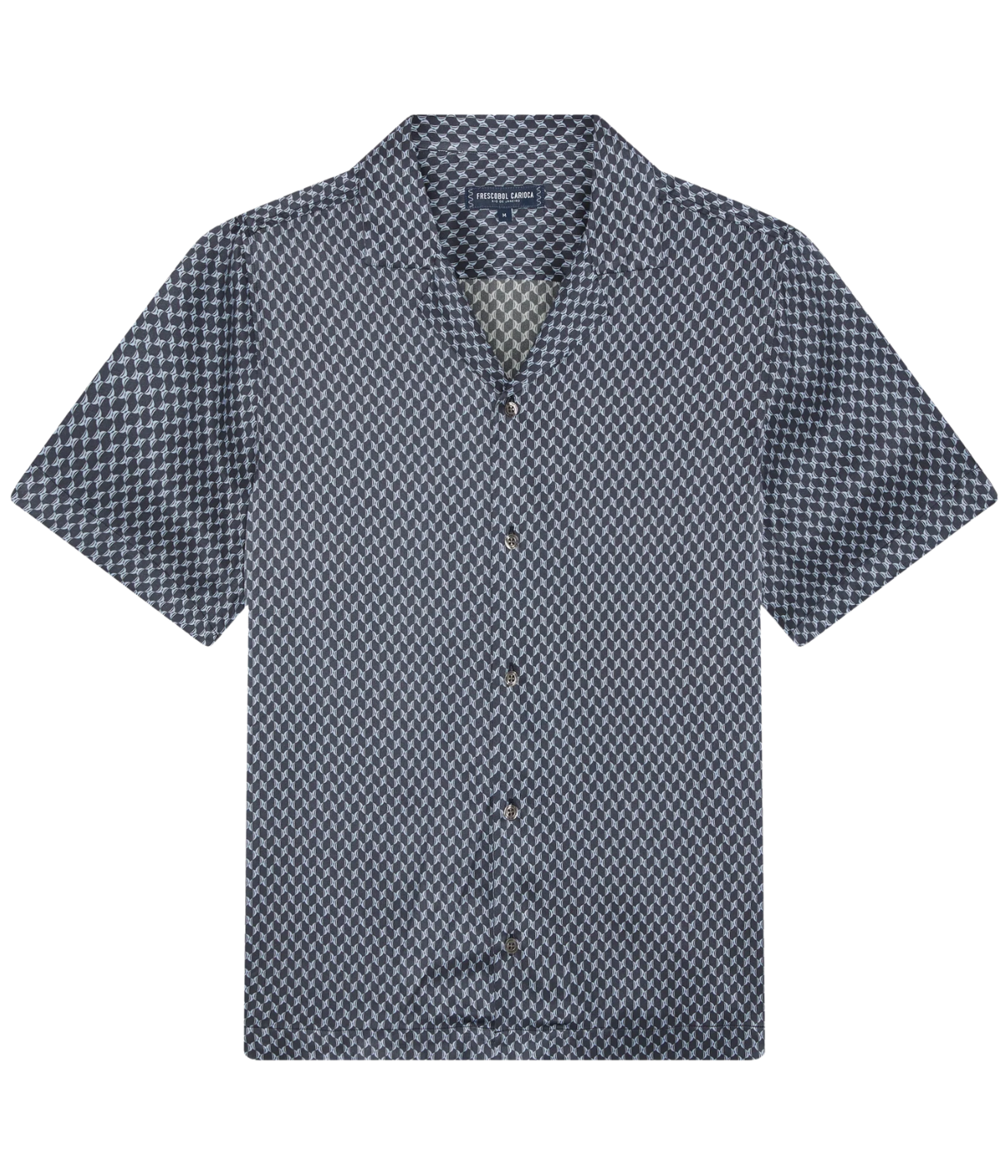 Roberto Silk Copa Micro Print Shirt in Charcoal Blue