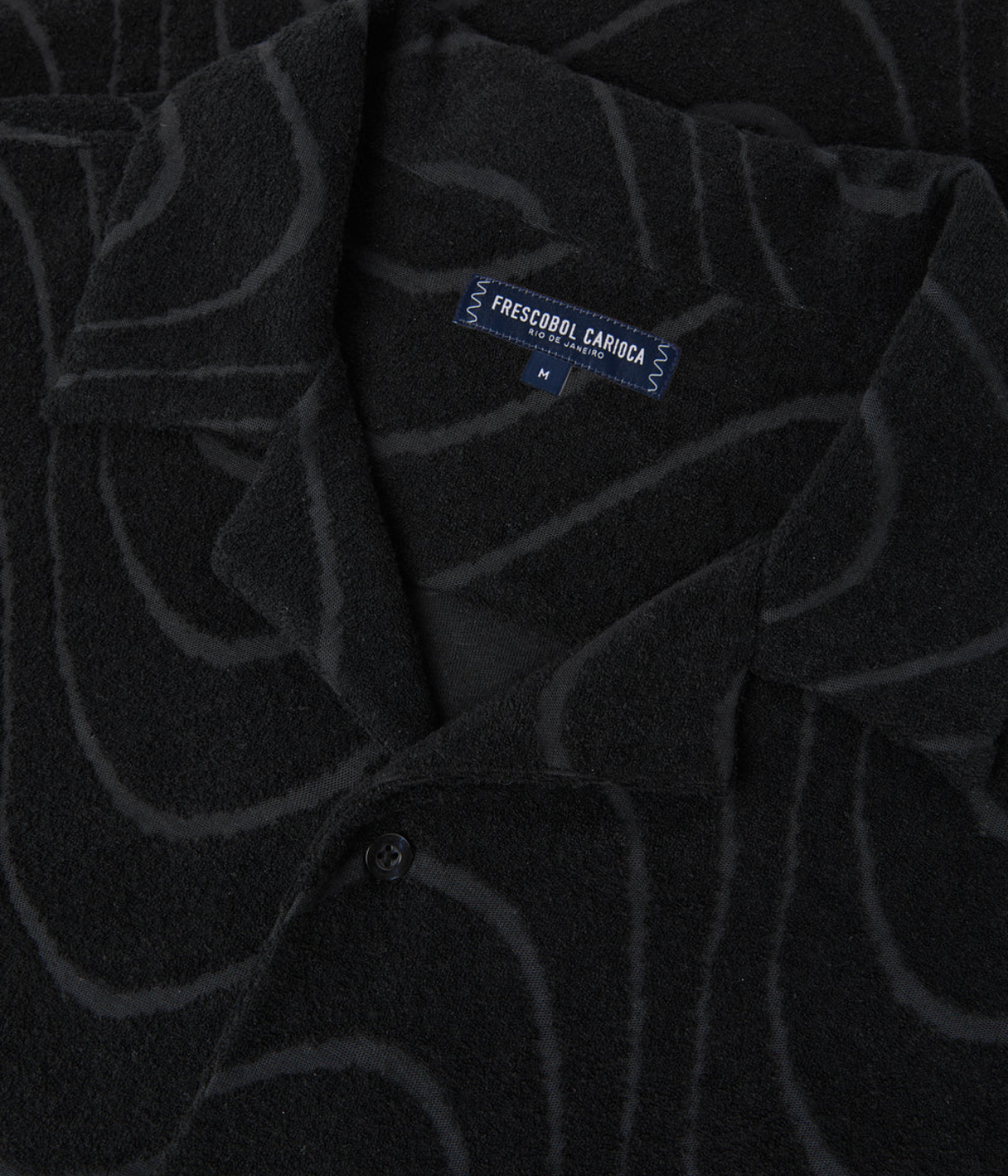 Roberto Fibra Jacquard Short Sleeve Shirt in Black