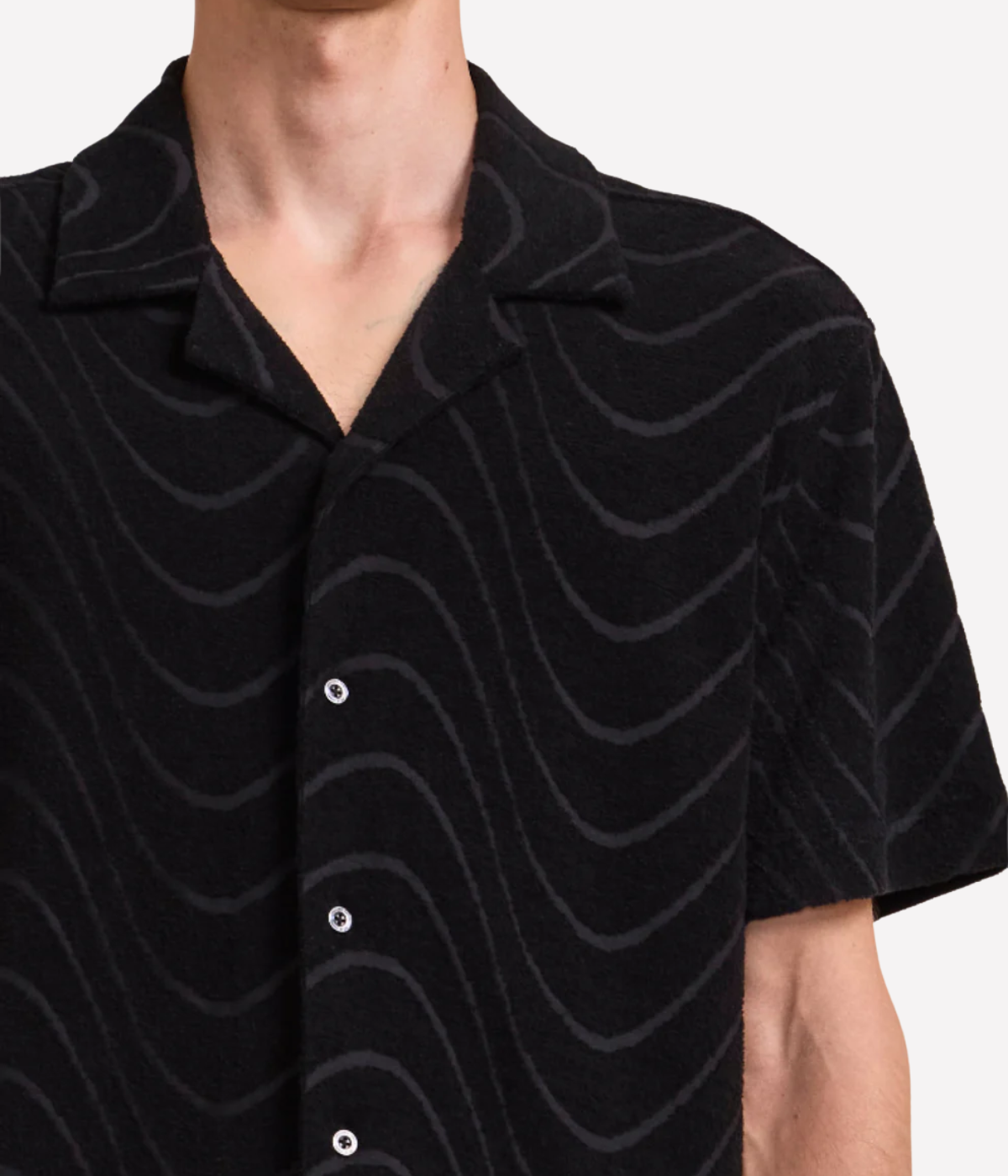 Roberto Fibra Jacquard Short Sleeve Shirt in Black