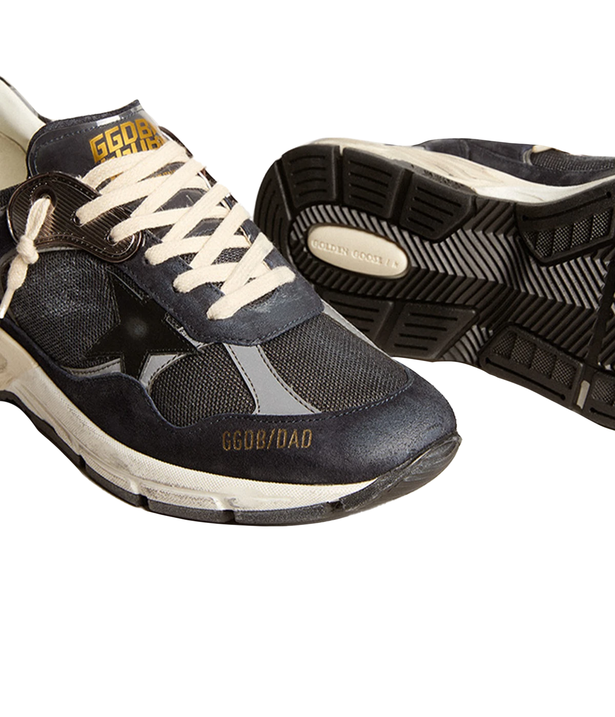 Running Dad Sneakers in Dark Blue, Silver & Black