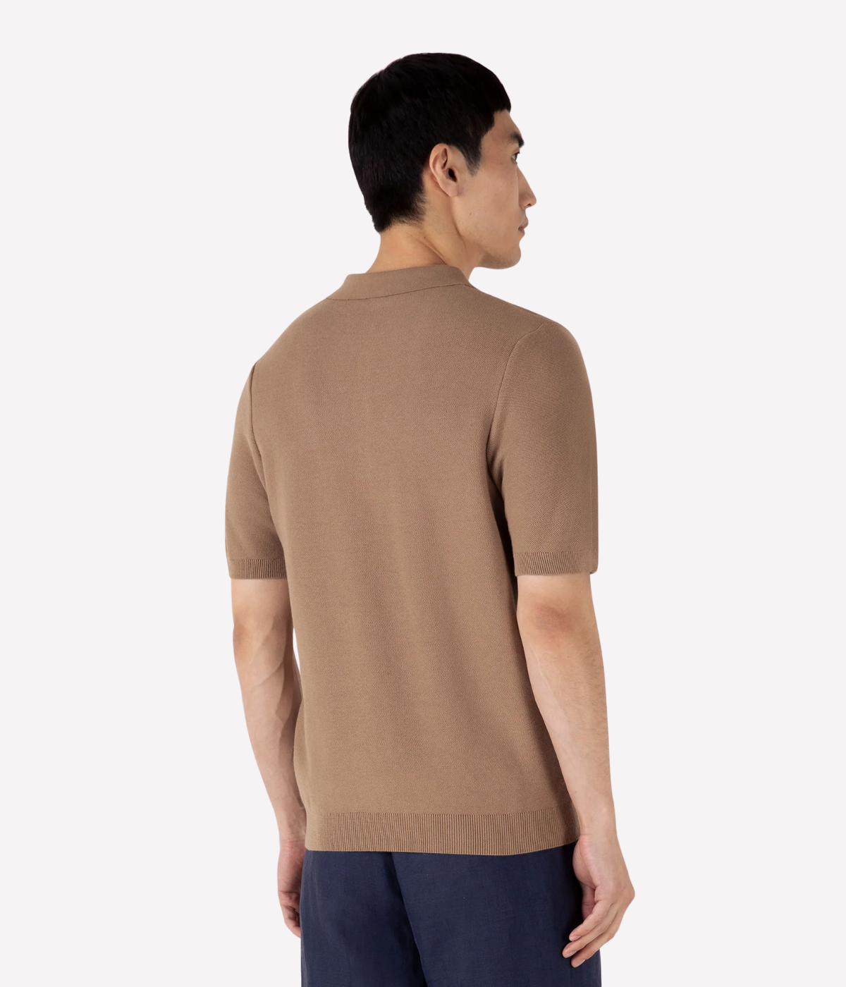 SS Fine Texture Polo in Dune