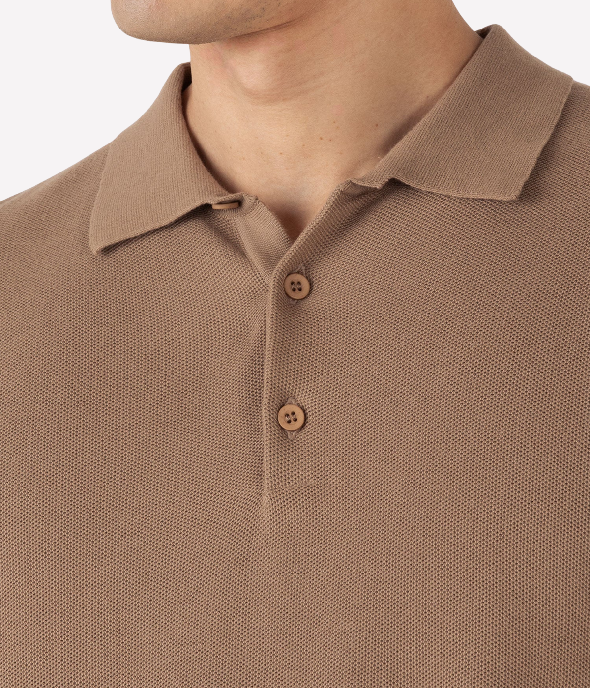 SS Fine Texture Polo in Dune
