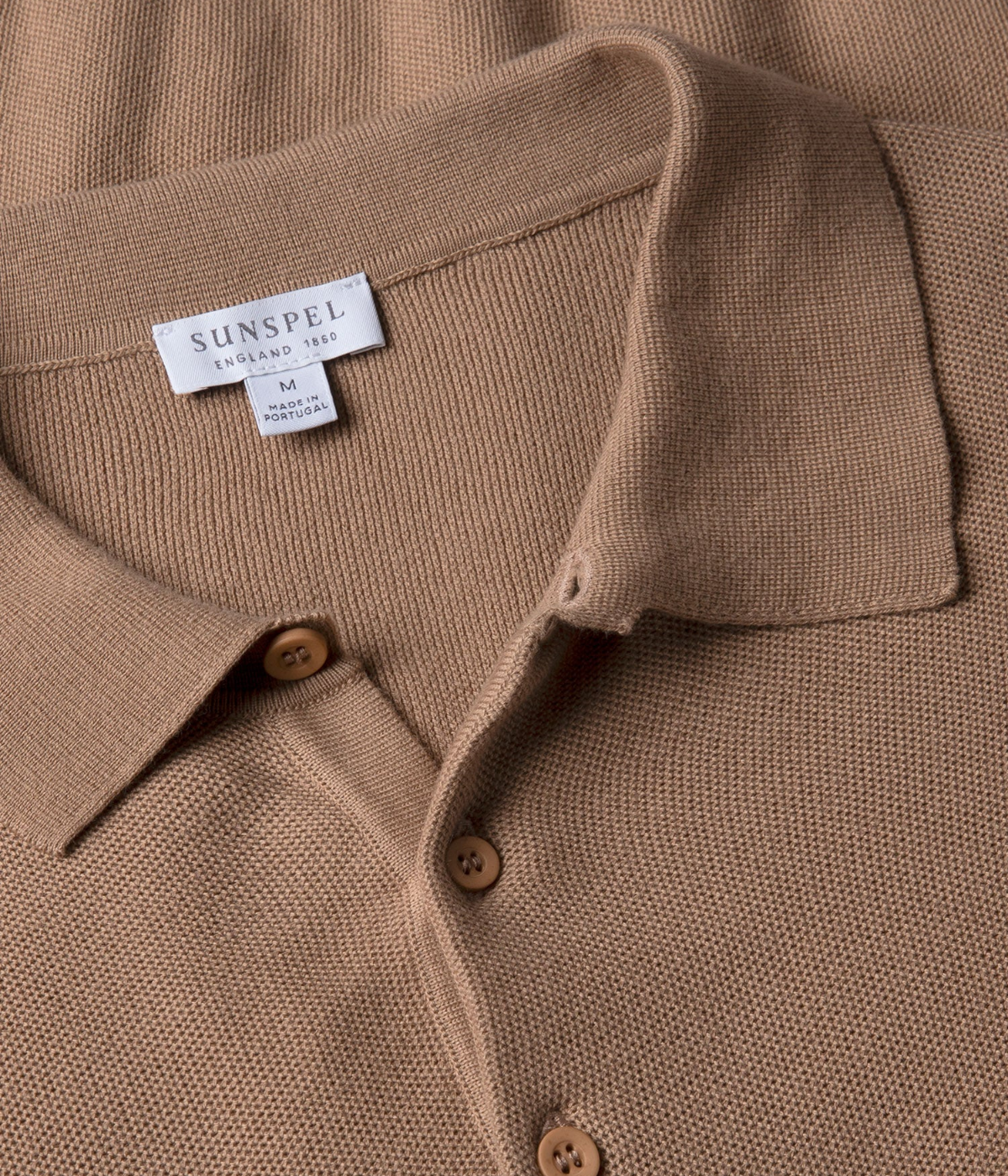 SS Fine Texture Polo in Dune