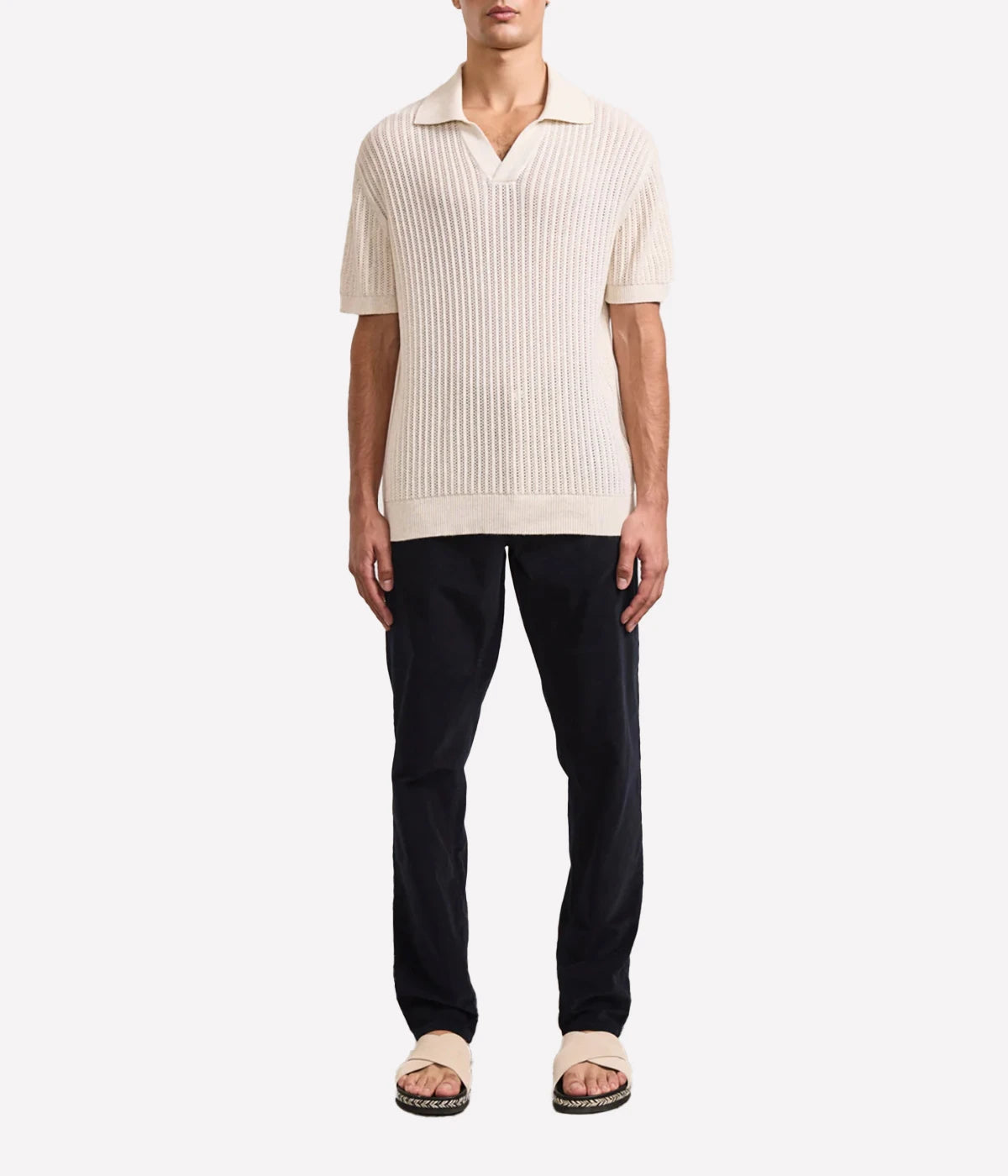 Rino Chain Stitched Polo in Ivory
