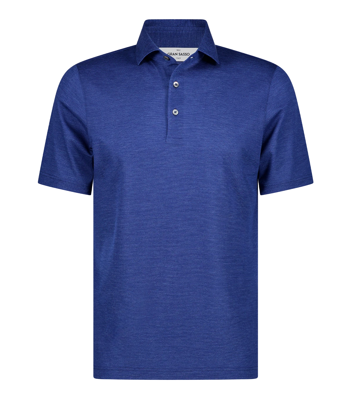 A timeless classic short sleeve polo in a marine blue, featuring a light weight cotton material, three button detail and collar. Sporty Polo, comfortable, made in Italy, throw on and go. 
