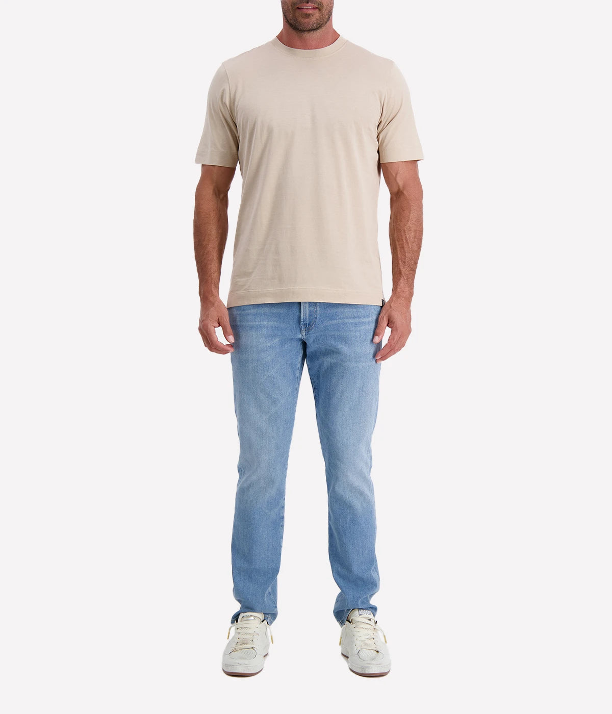 Gran Sasso beige short sleeve T-shirt in 100% cotton, featuring a classic crew neck and a soft, breathable finish for effortless everyday wear.