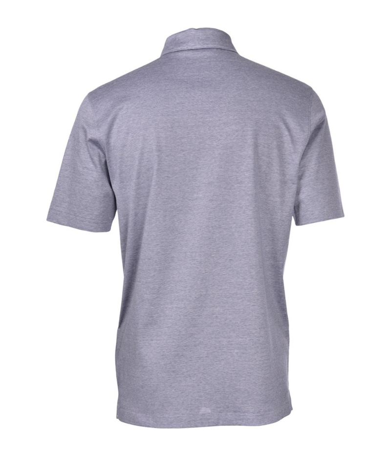 Back view of the Gran Sasso Blue Stripe Polo Shirt, showcasing a clean, timeless silhouette and lightweight fabric.