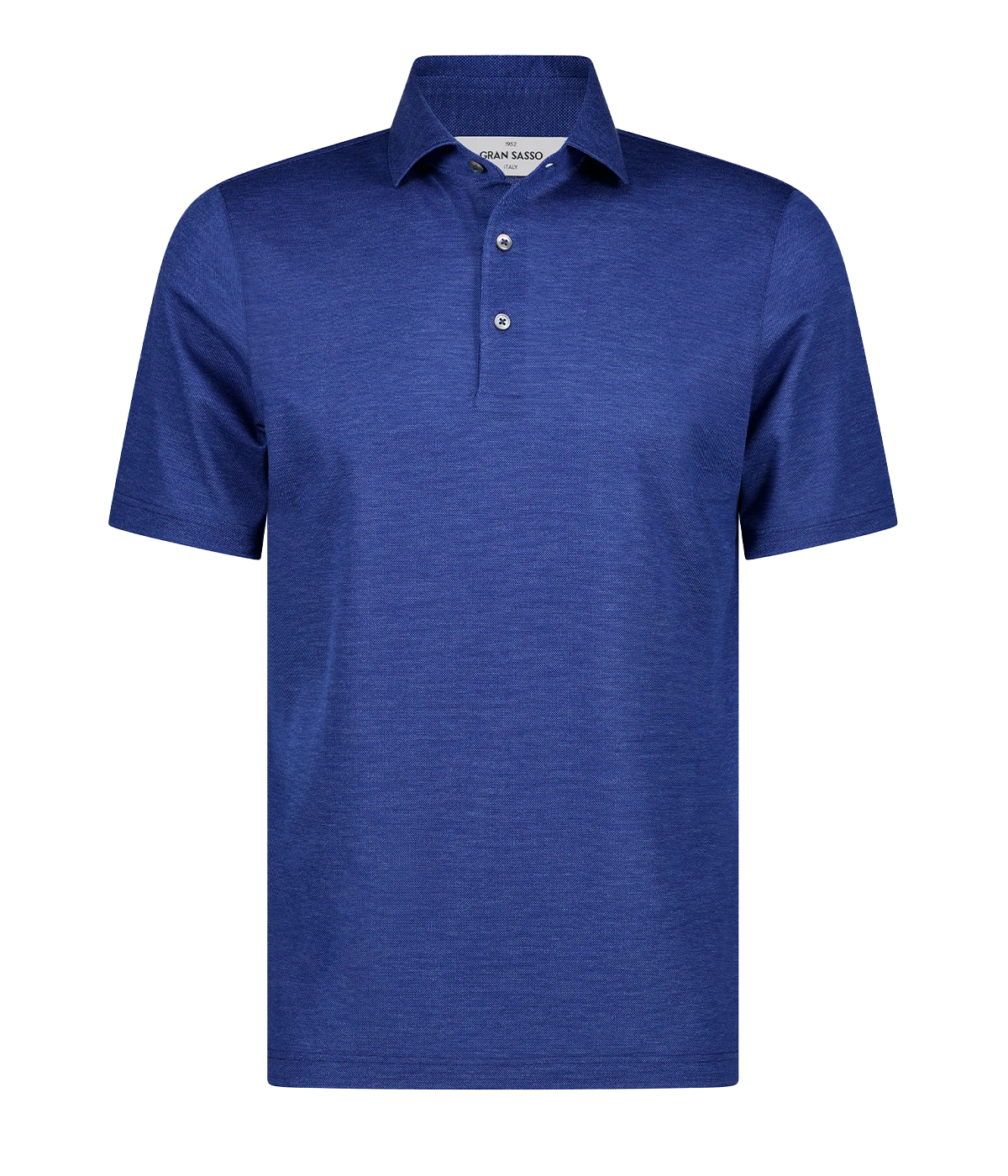A timeless classic short sleeve polo in a marine blue, featuring a light weight cotton material, three button detail and collar. Sporty Polo, comfortable, made in Italy, throw on and go.