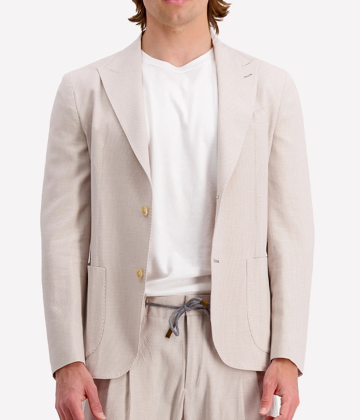 Single Breasted Deconstructed Soft Jacket in Sand