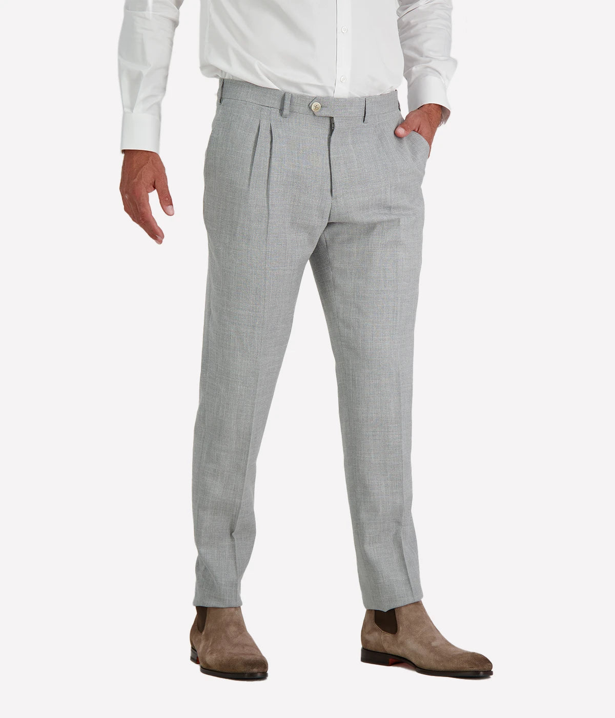 Single Breasted Suit Pant in Melange Grey