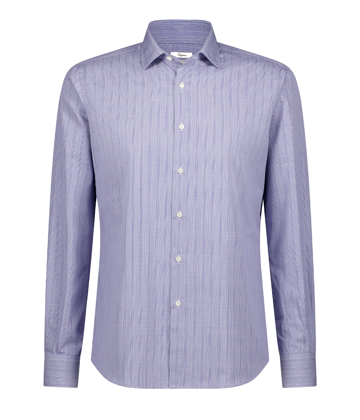 A work staple slim fit business shirt, 100% cotton, button up & collar detailing in a blue and white check print. Cotton, long sleeve, casual shirt, business shirt.