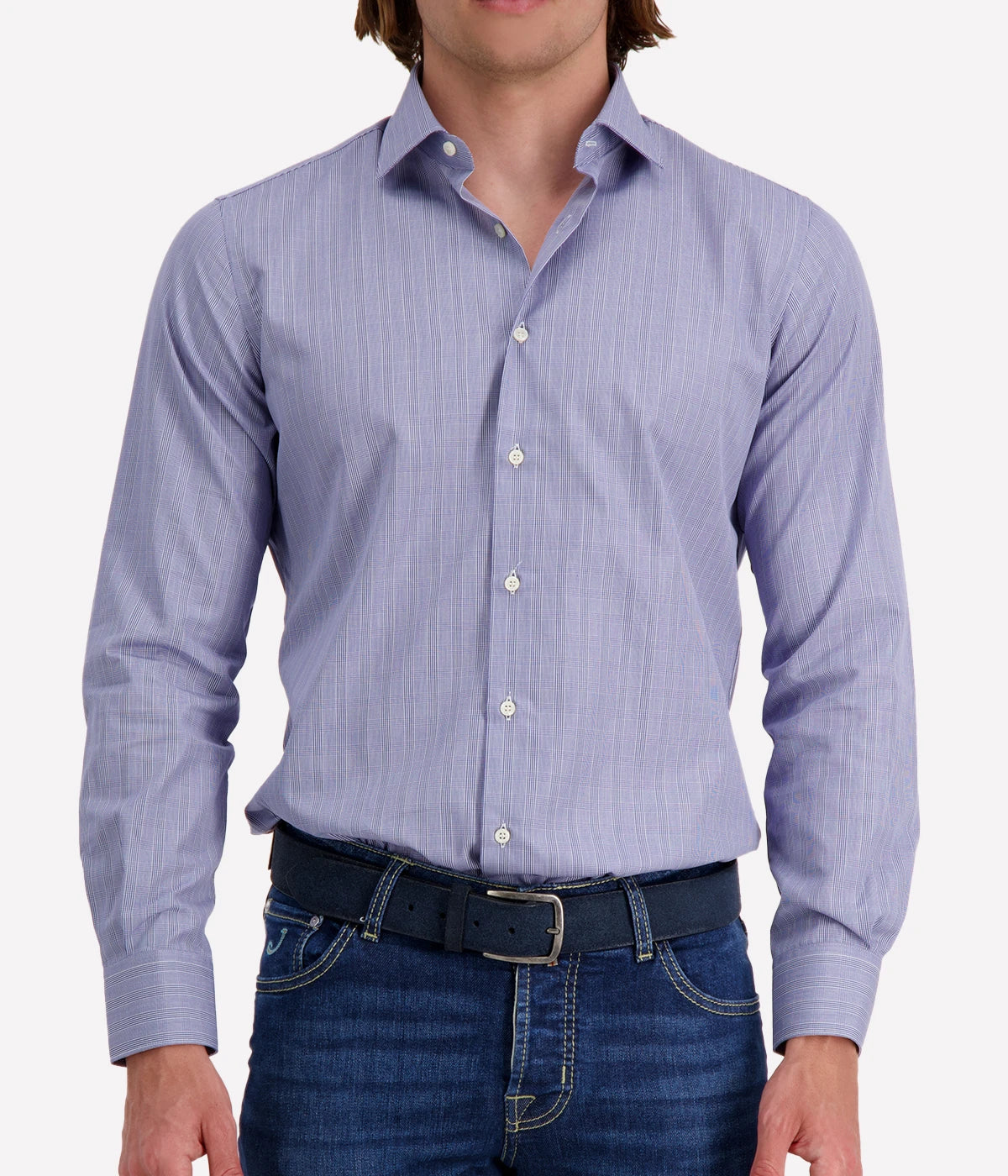 Slim Fit Business Shirt in Blue Check