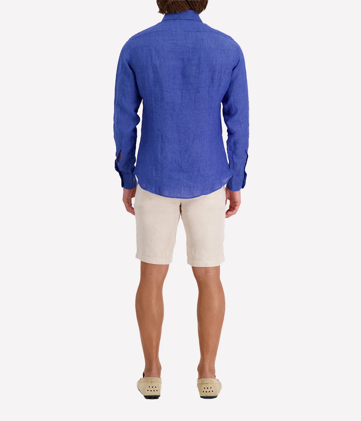 Slim Fit Linen Shirt in Marine Blue