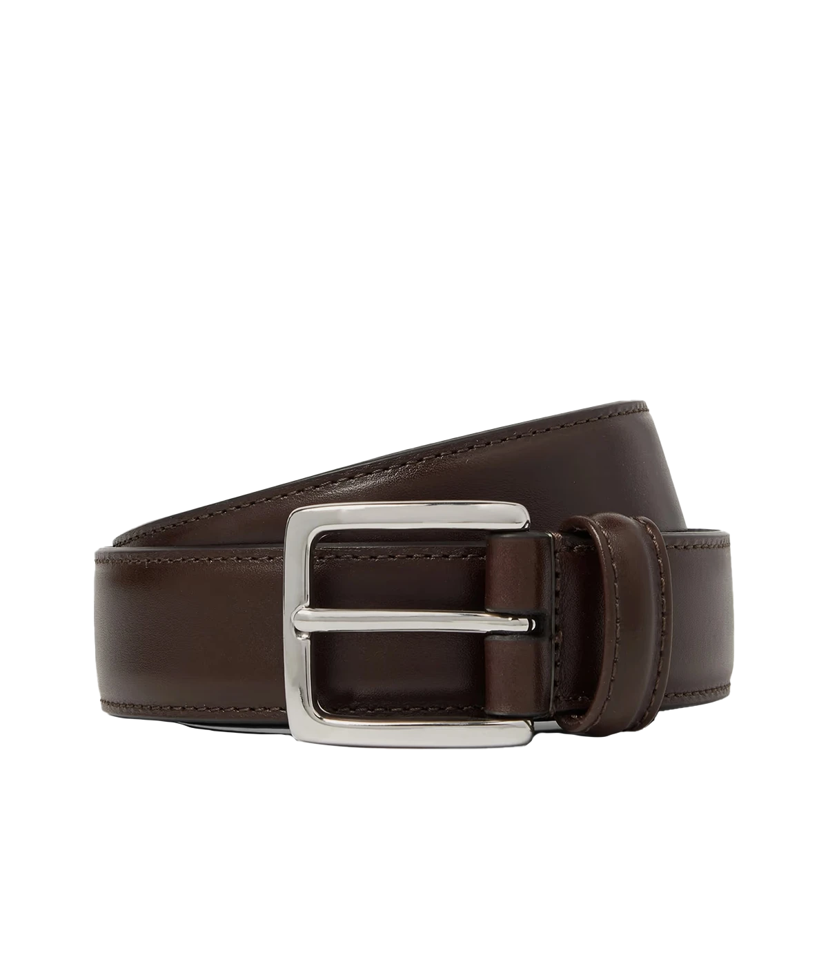 Smooth Leather Belt in Dark Brown