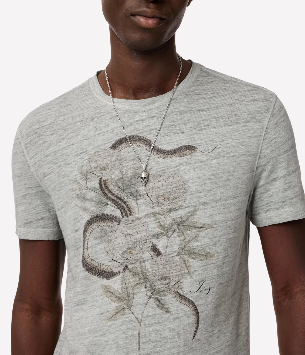Snake Floral Crew in Smoked Pearl Grey