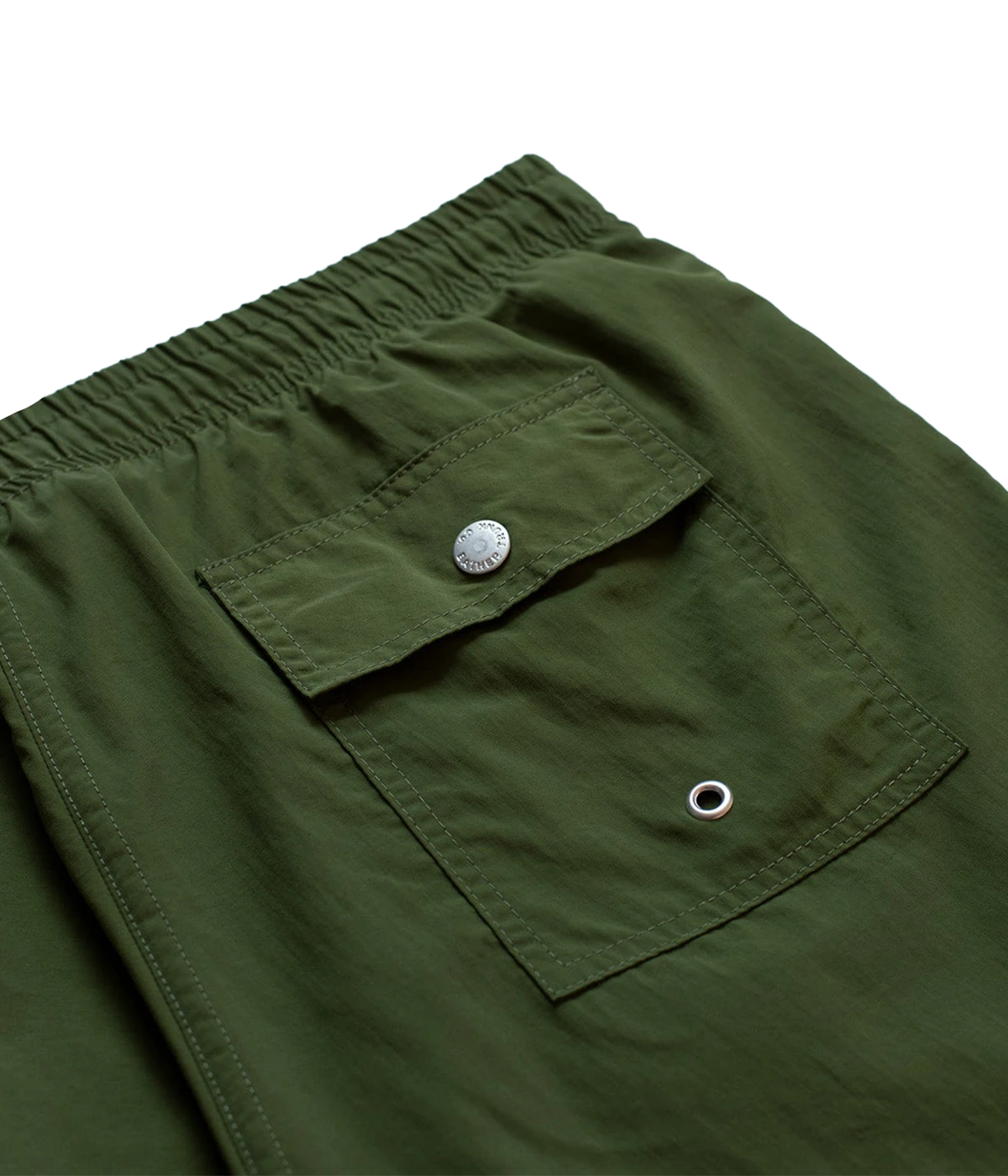 Close-up of Bather swim trunks’ fabric, showcasing the smooth, quick-dry 100% recycled polyester material. The ultra-fine mesh lining offers a soft, barely-there feel with four-way stretch for optimal mobility.