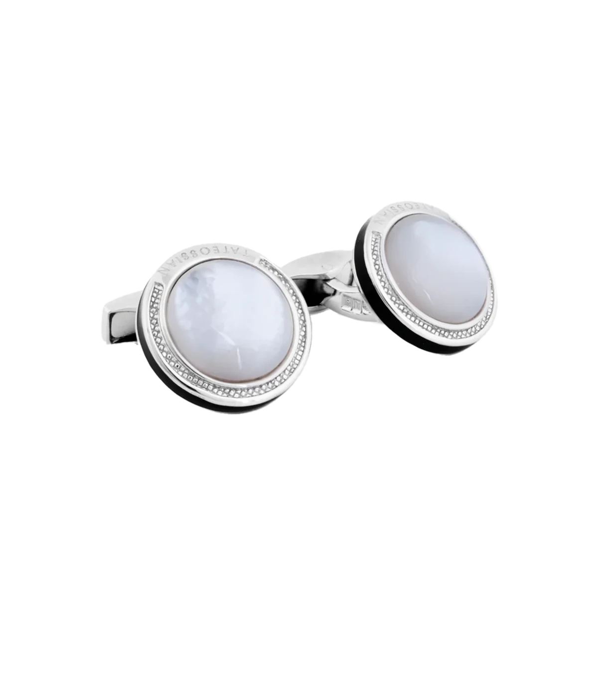 Round Mother of Pearl Cufflinks in Silver