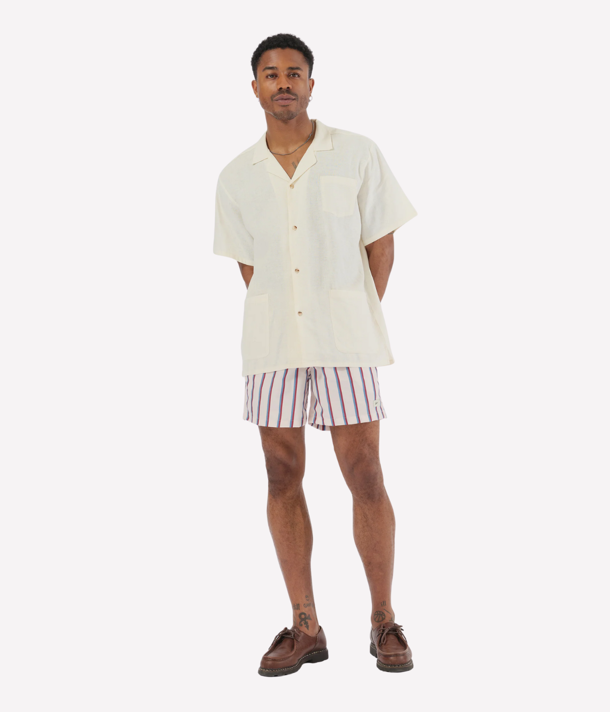 Stripe Swim Trunk in Red & Blue