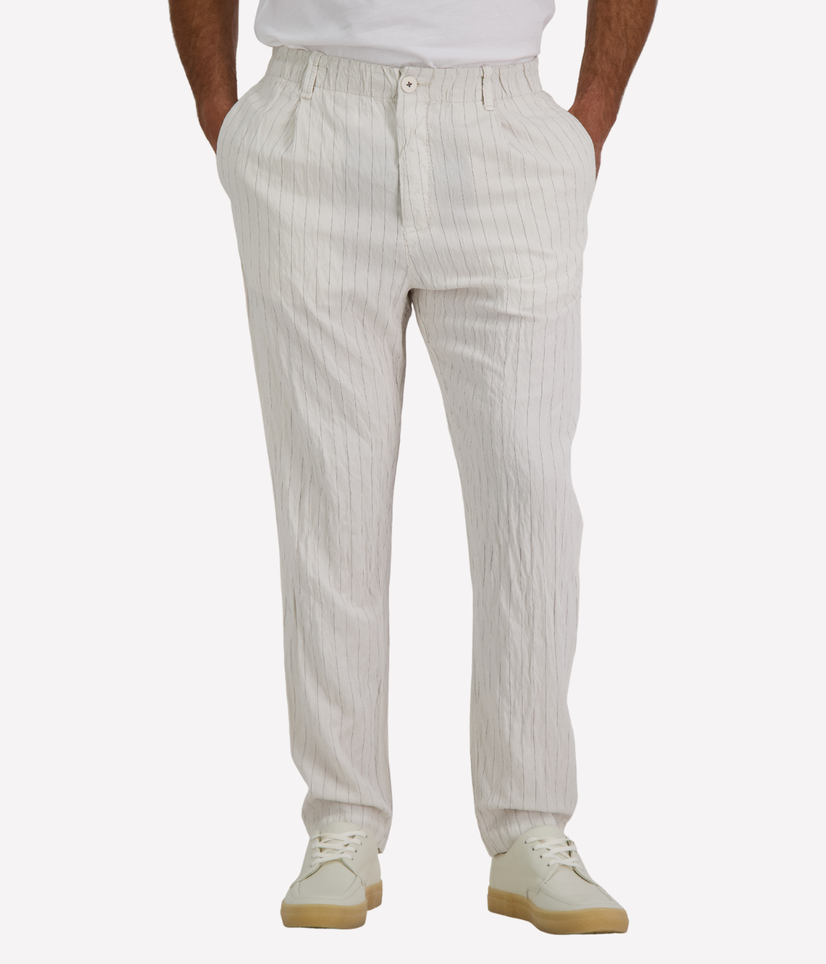 Striped Trousers in Stone