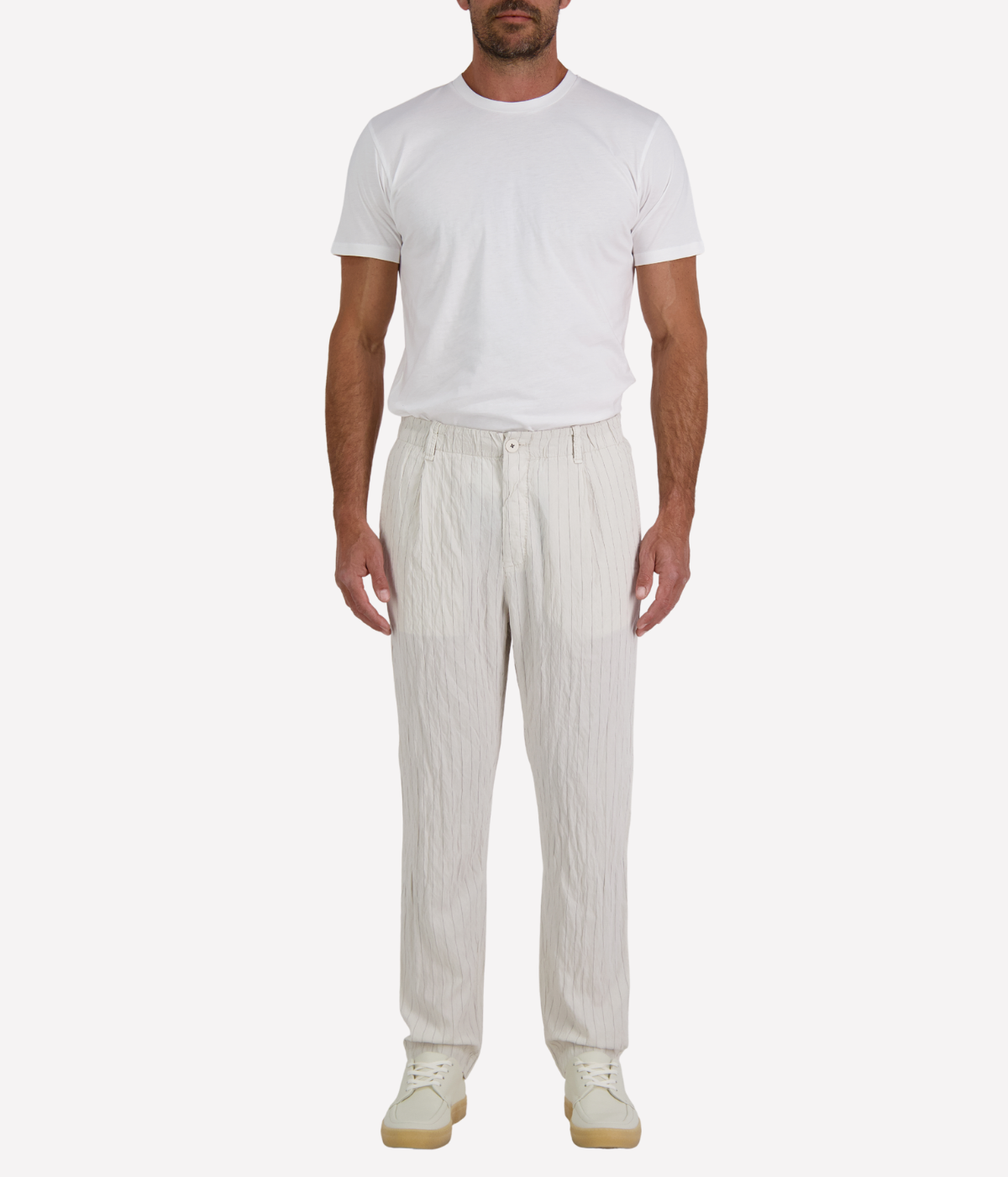 Striped Trousers in Stone