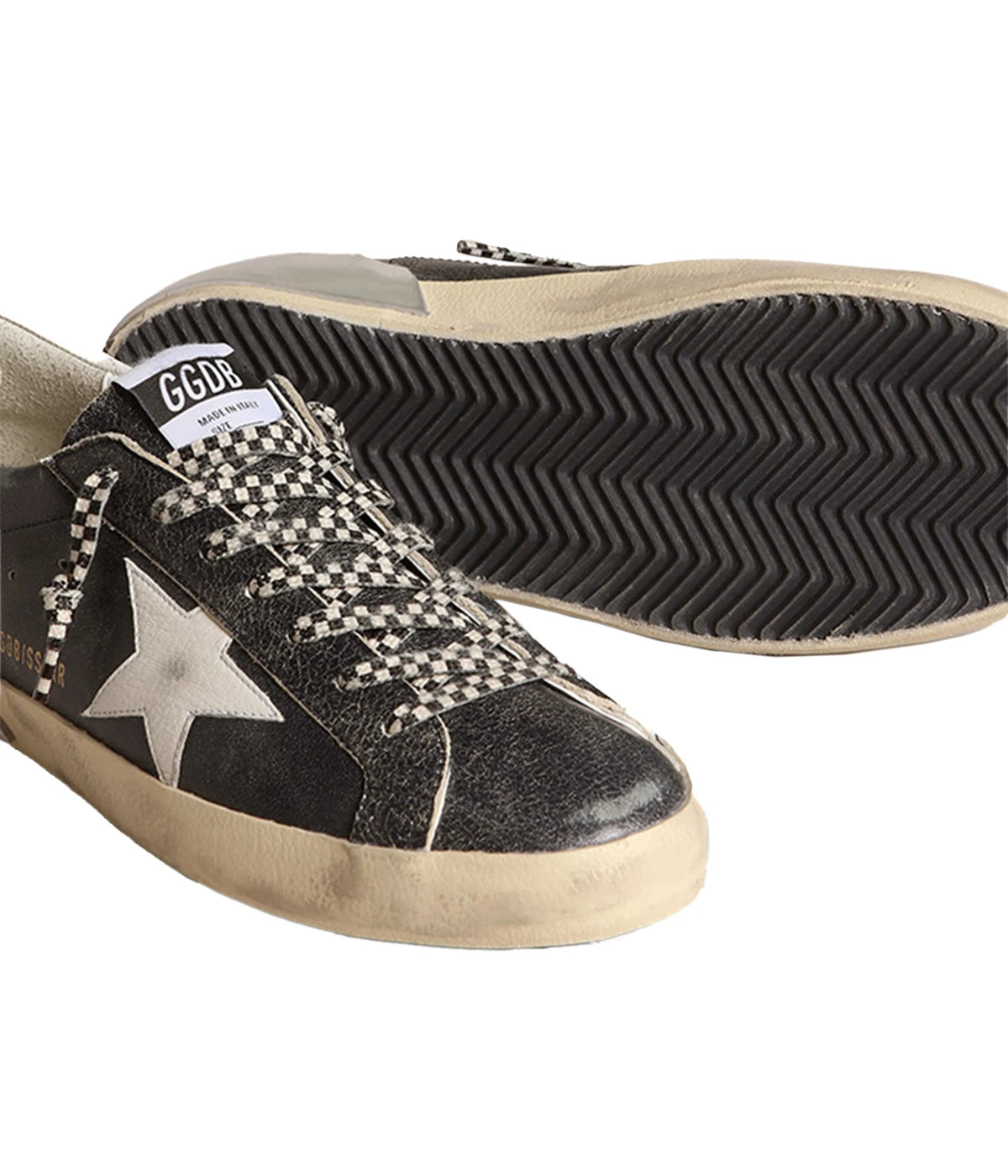 Super-Star Leather Multifoxing Sneaker in Dark Blue & White