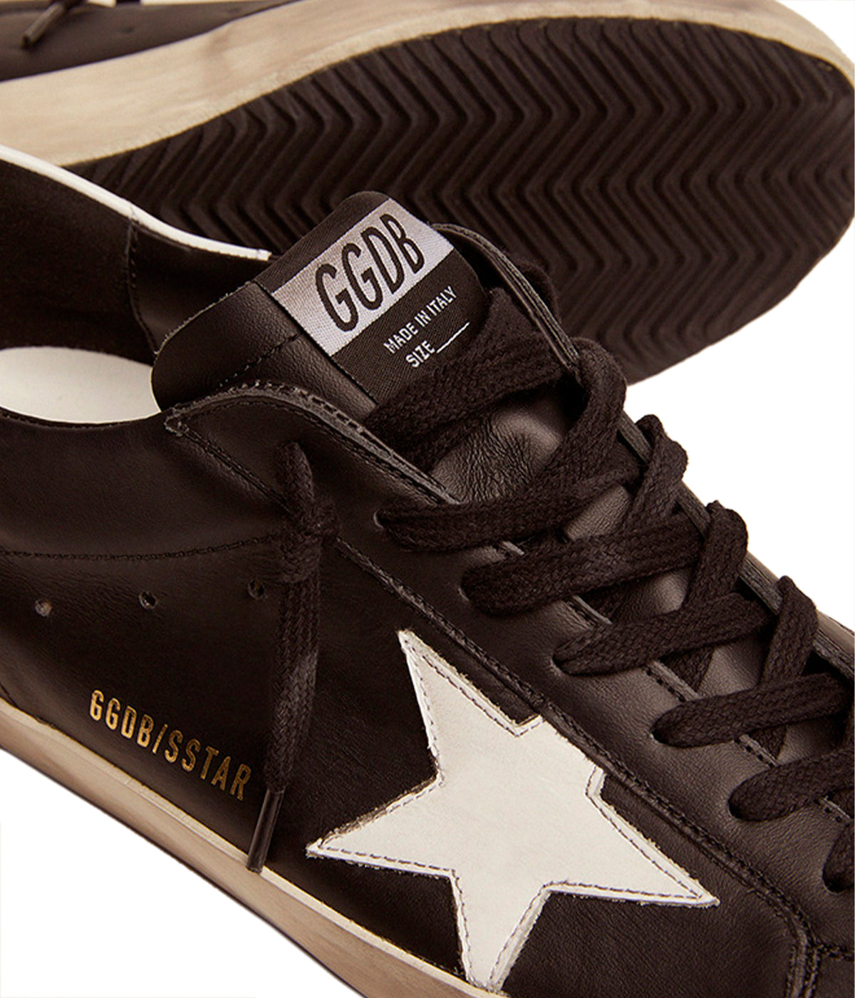Super-Star Shiny Leather Sneaker in Black & White