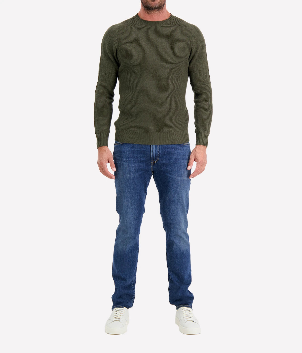 Textured Crew Longsleeve in KHAKI