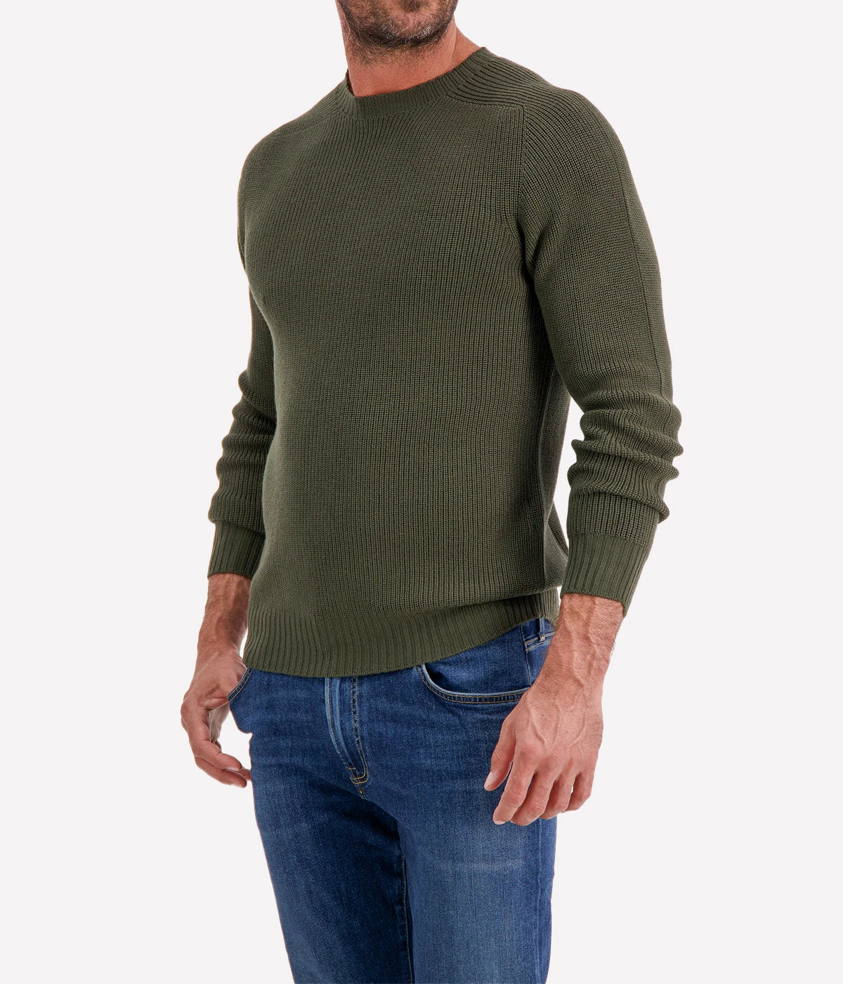 Textured Crew Longsleeve in KHAKI