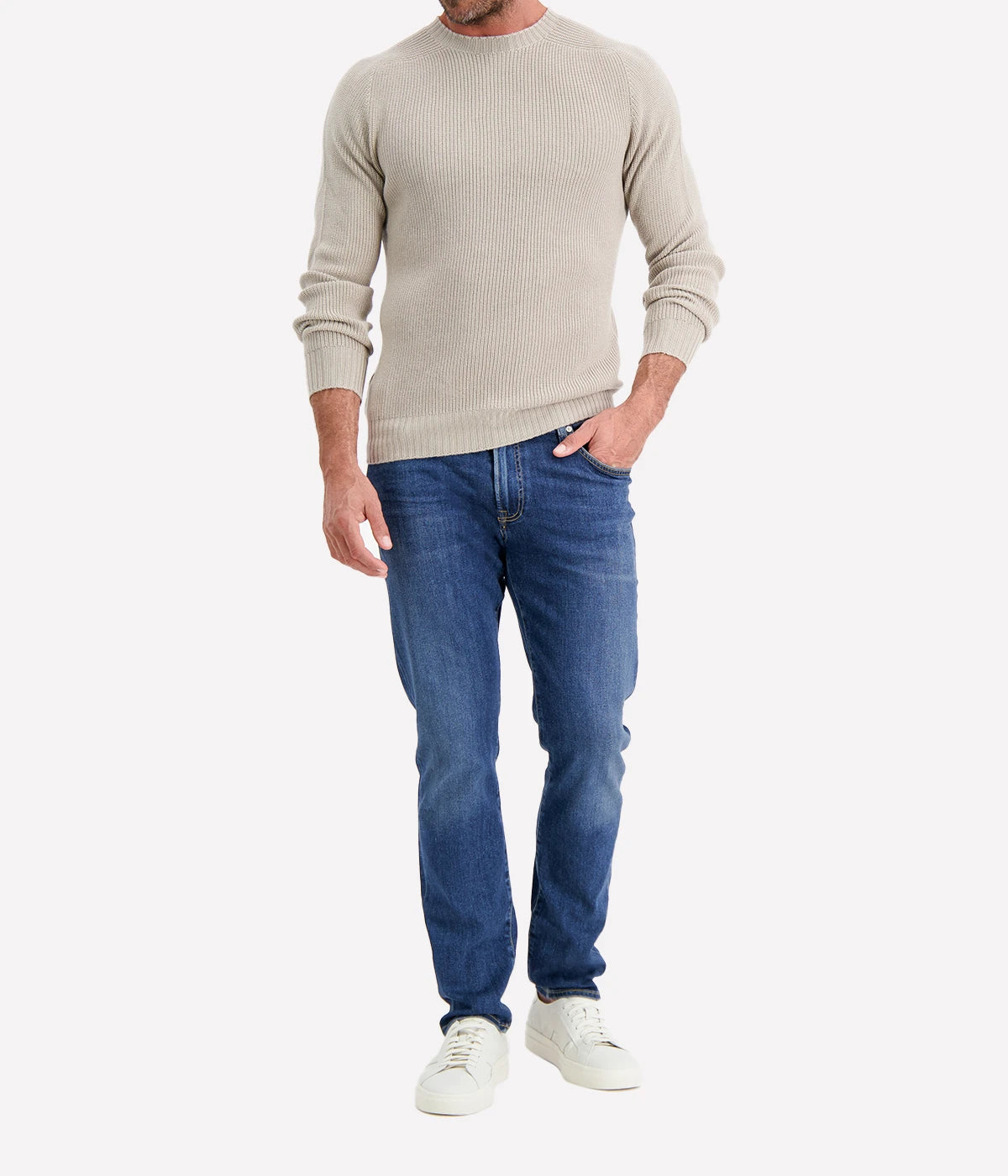 Textured Crew Longsleeve in TAUPE