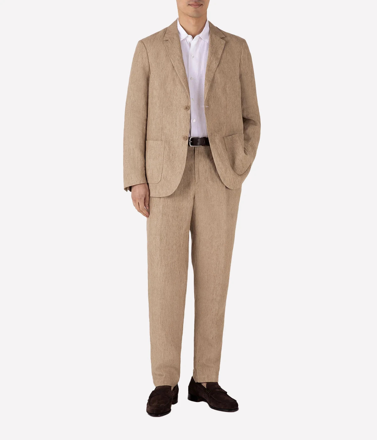 Tailored Single Pleat Trouser in Dune Melange