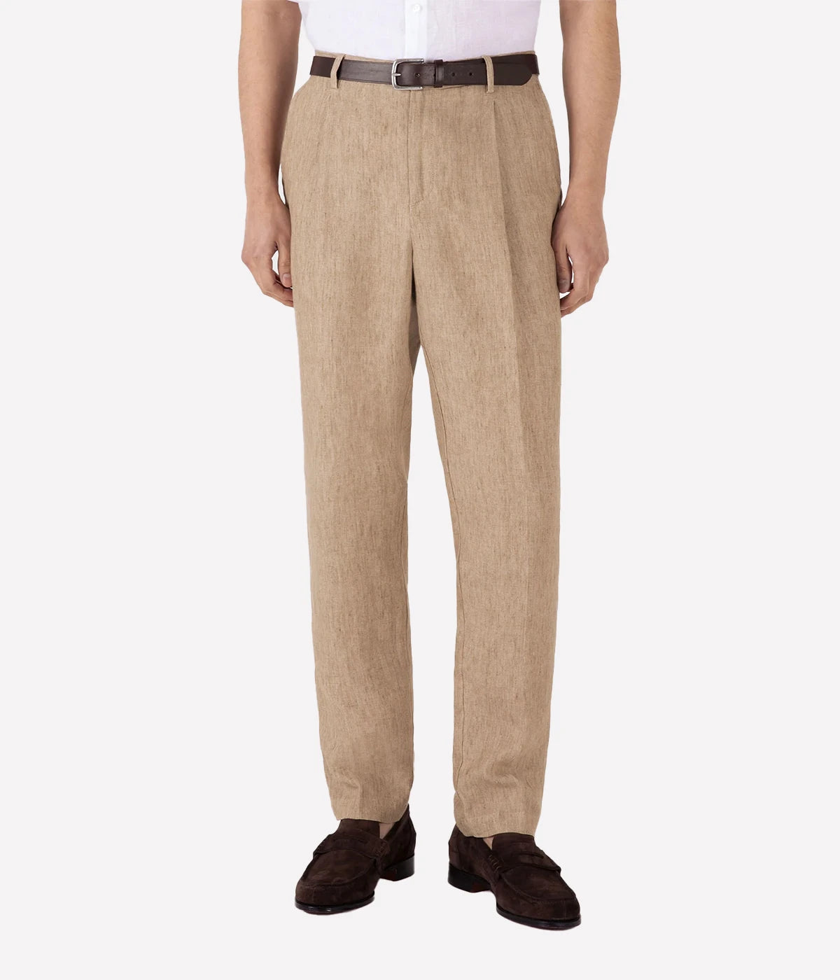 Tailored Single Pleat Trouser in Dune Melange