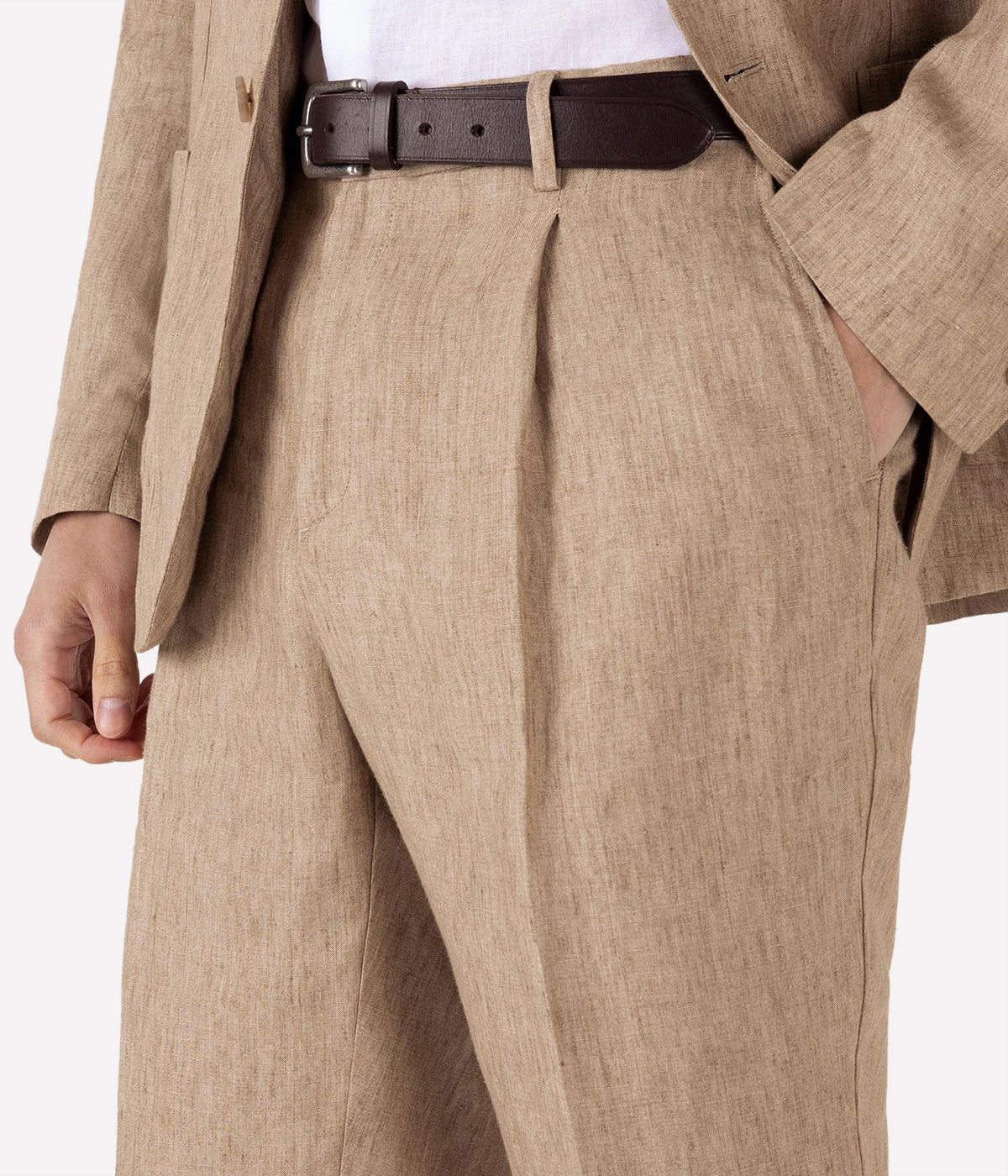 Tailored Single Pleat Trouser in Dune Melange