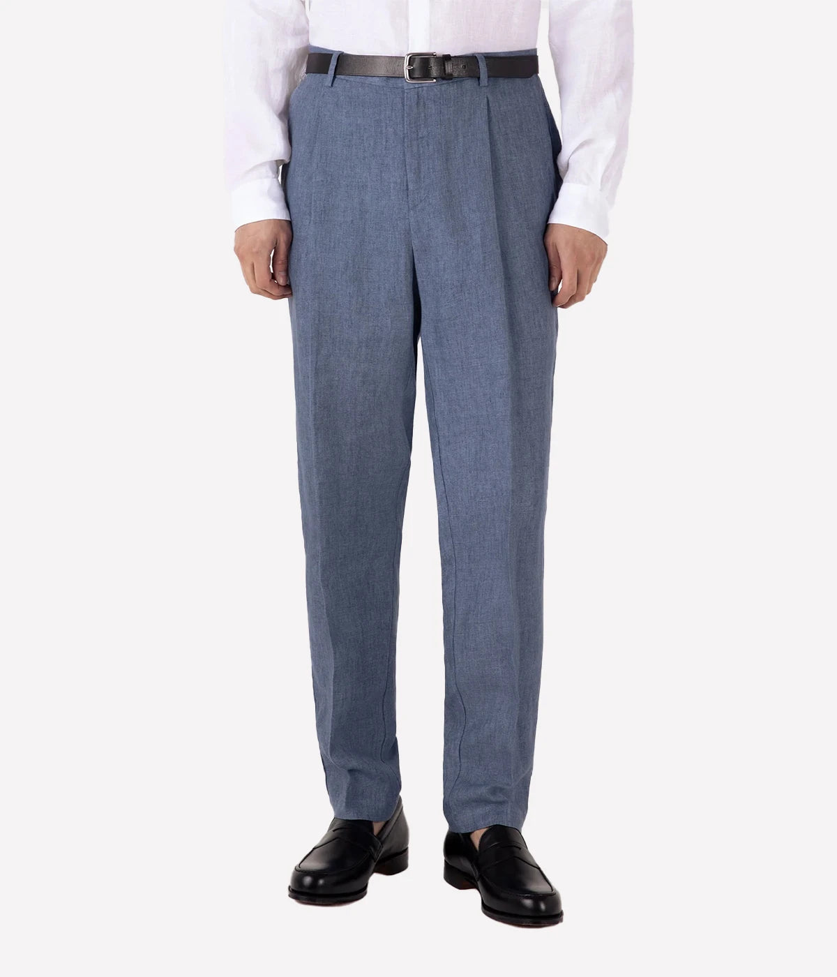 Tailored Single Pleat Trouser in Soft Denim Melange