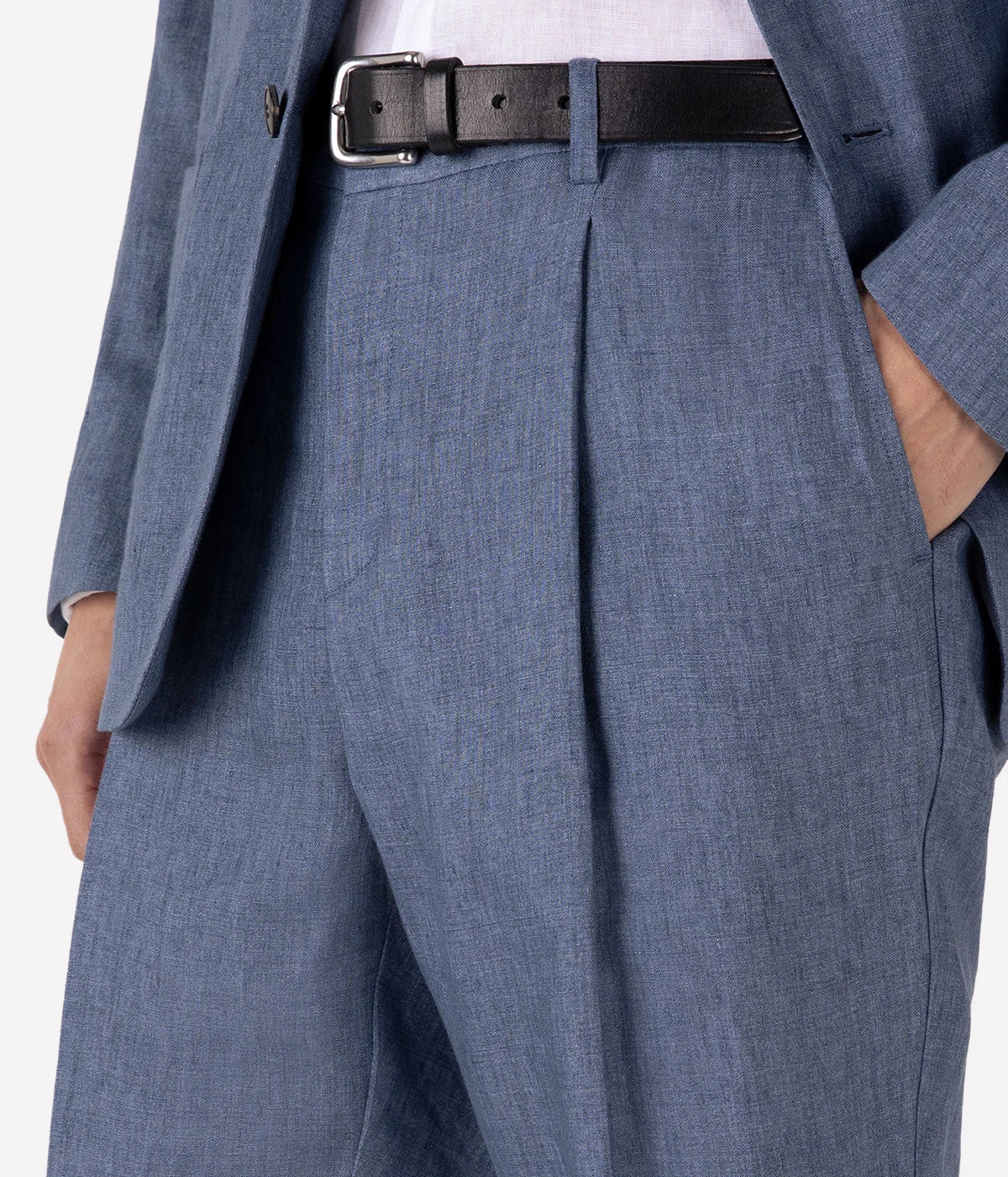 Tailored Single Pleat Trouser in Soft Denim Melange