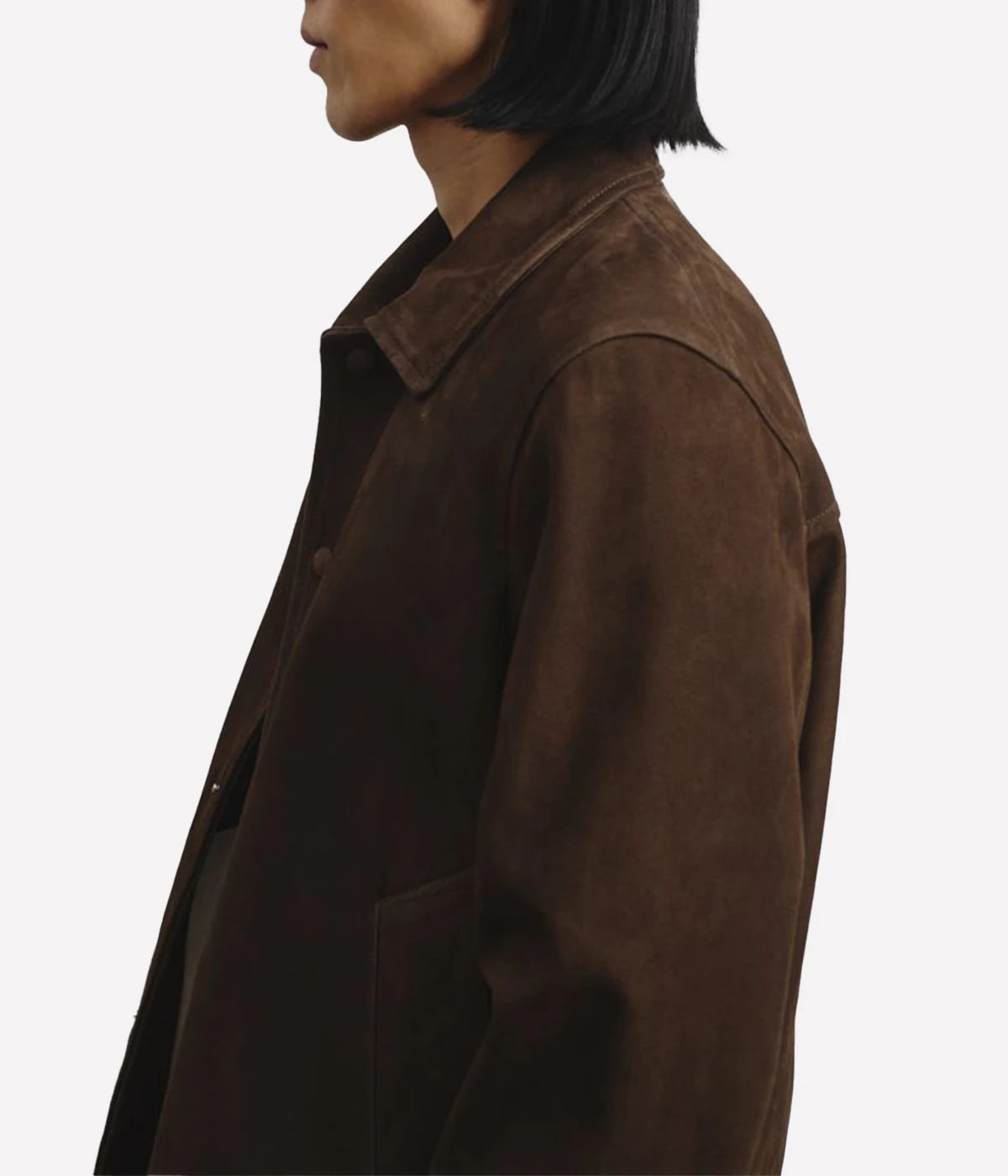 Coach jacket in lamb suede with a shortened body for a modern fit, made in Italy.