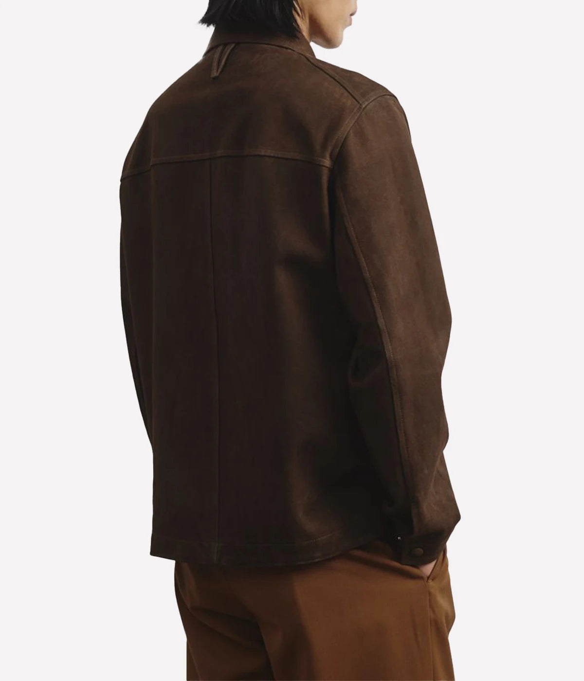 Coach jacket in lamb suede with a shortened body for a modern fit, made in Italy.