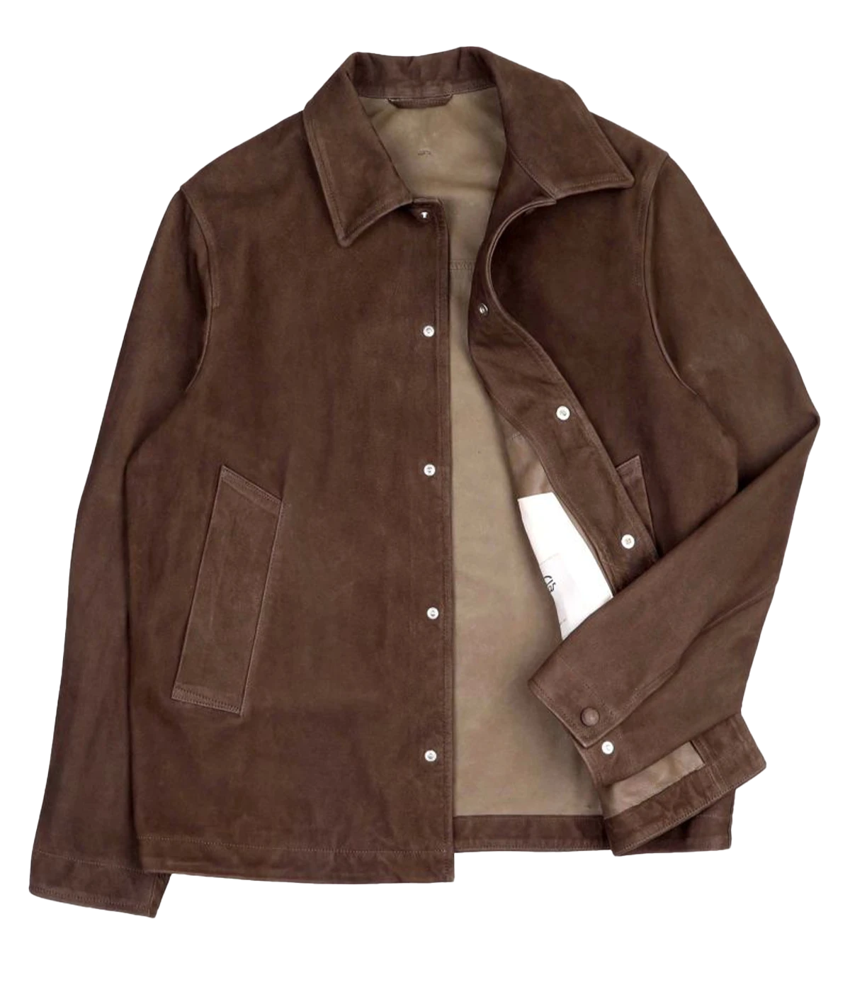 Coach jacket in lamb suede with a shortened body for a modern fit, made in Italy.