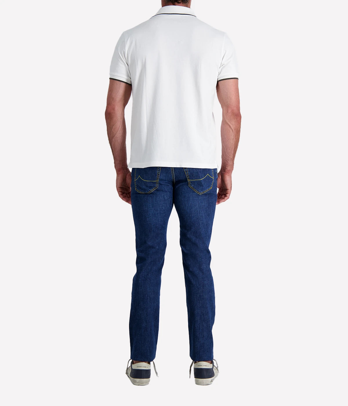 Jacob Cohën men's polo shirt with contrast tipping, classic two-button placket, and embroidered logo. Made from soft stretch cotton for a tailored fit.